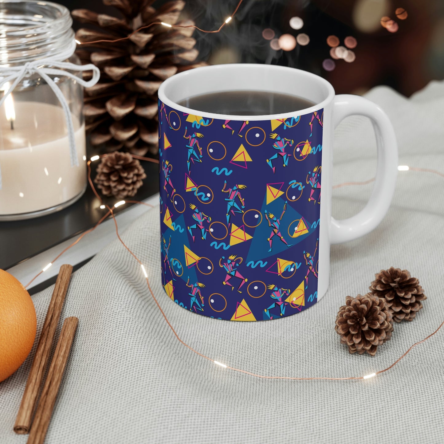 Ceramic Mug 11oz - 1980 Retro Graphic Abstract Design - 80s Dancers