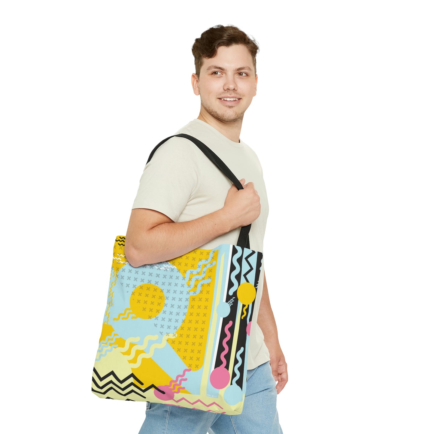 1980s Retro Abstract Graphic Art - Yellow - AOP Tote Bag