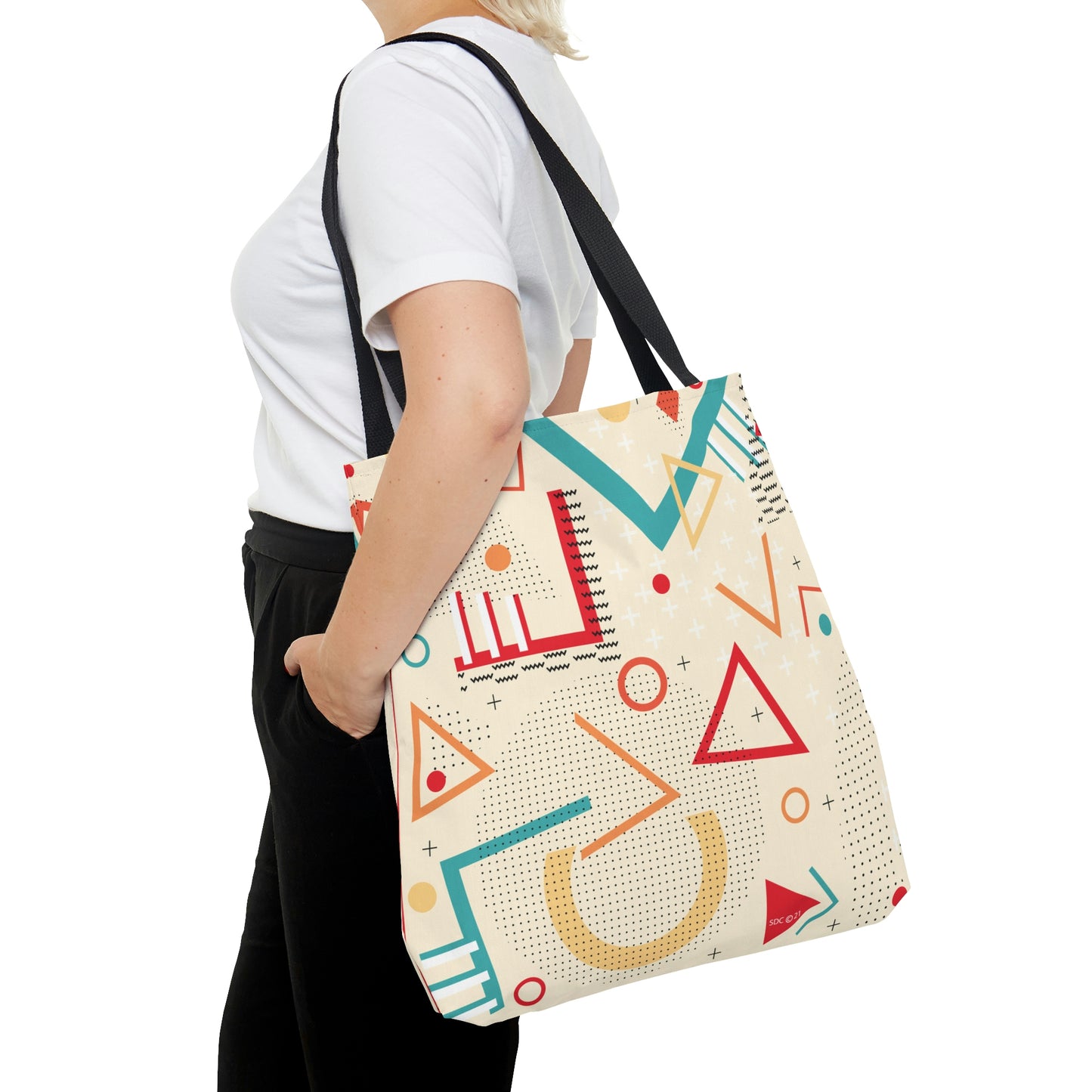 1980s Retro Abstract Graphic Art - Triangles and Circles - Tote Bag