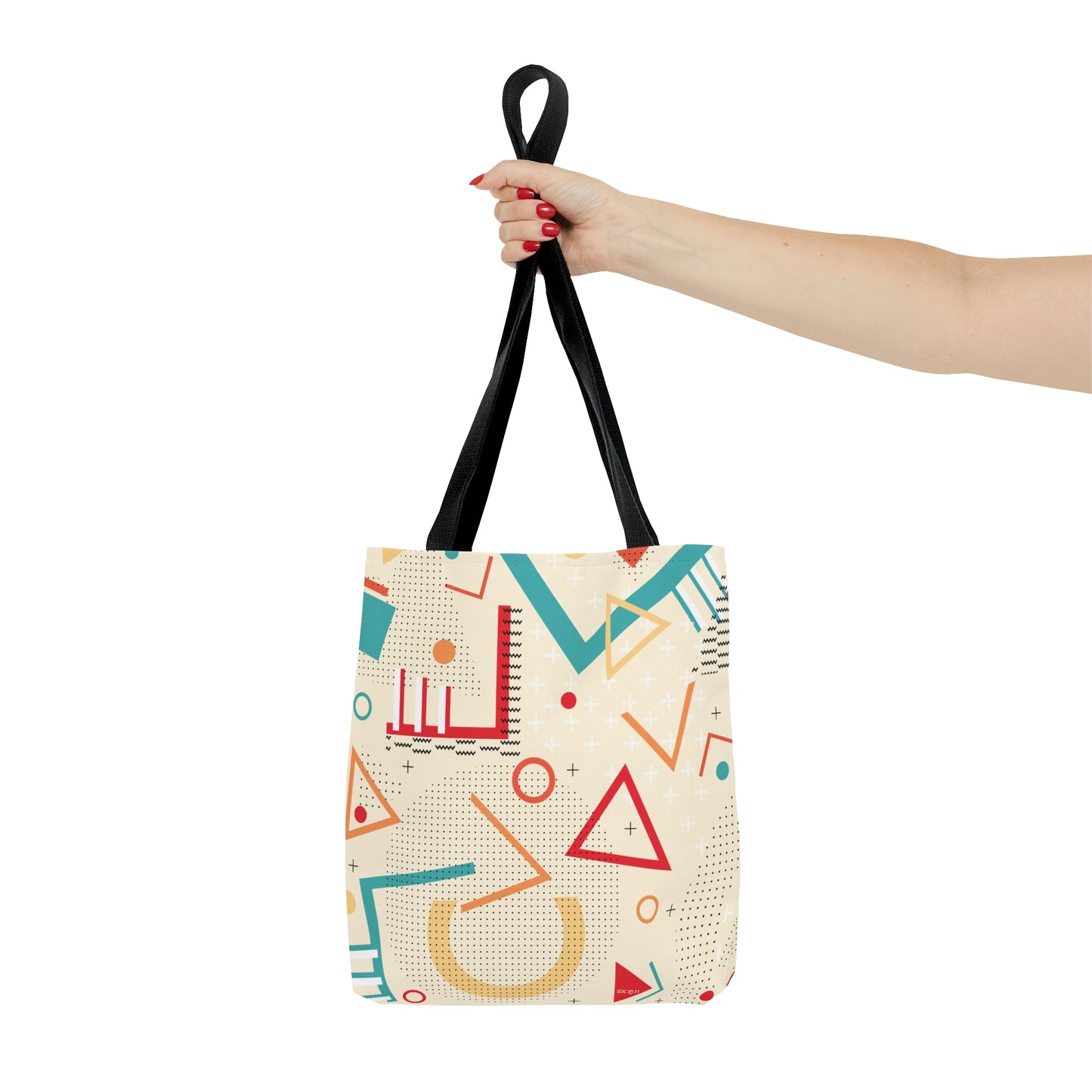 1980s Retro Abstract Graphic Art - Triangles and Circles - Tote Bag