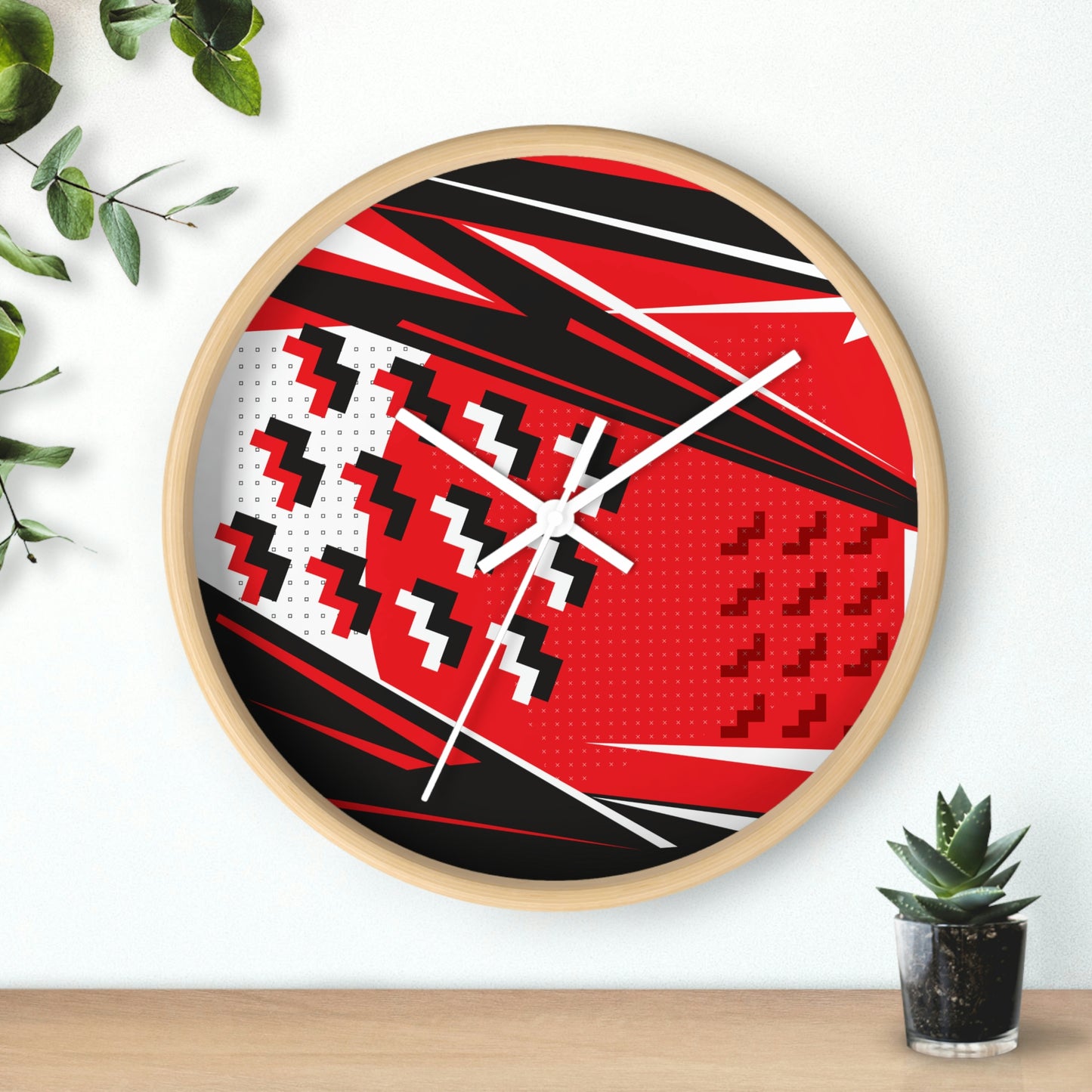 Red 1980s Retro Inspired Wall Clock