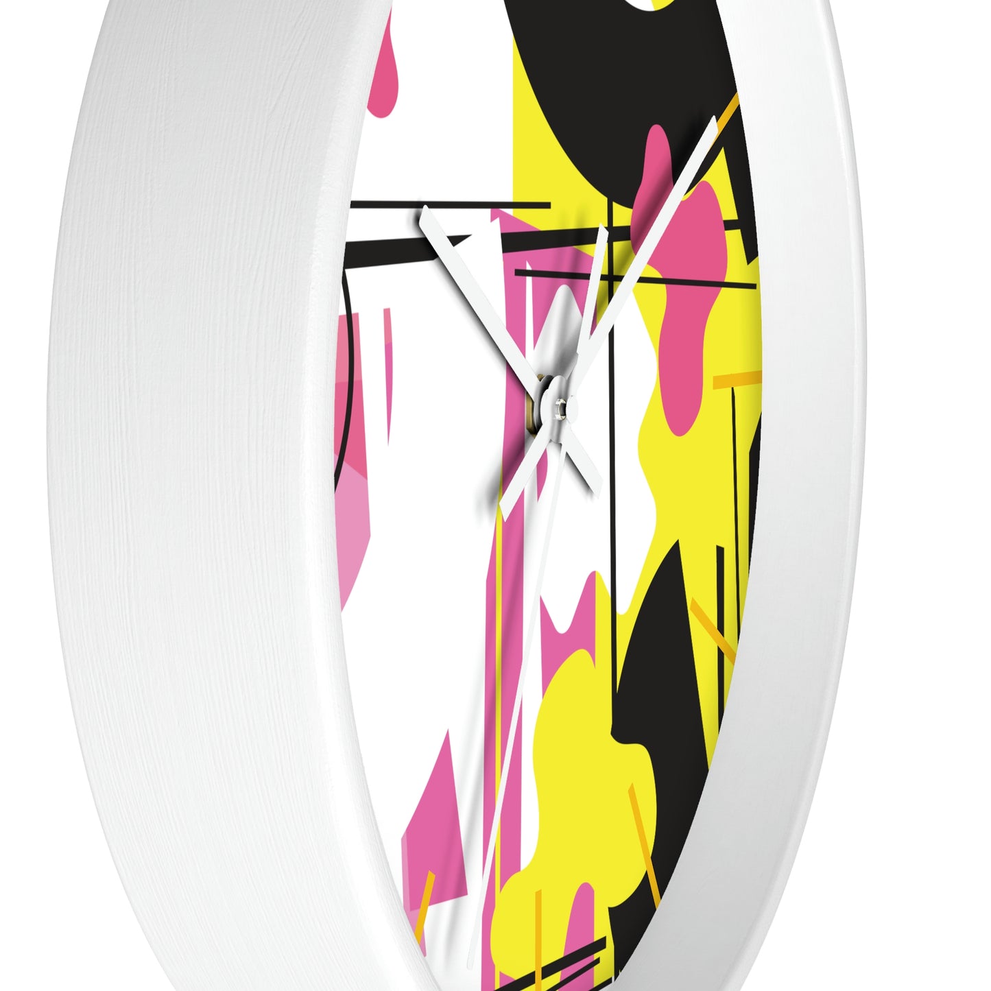 Yellow and Pink Retro 1980s Inspired Wall Clock