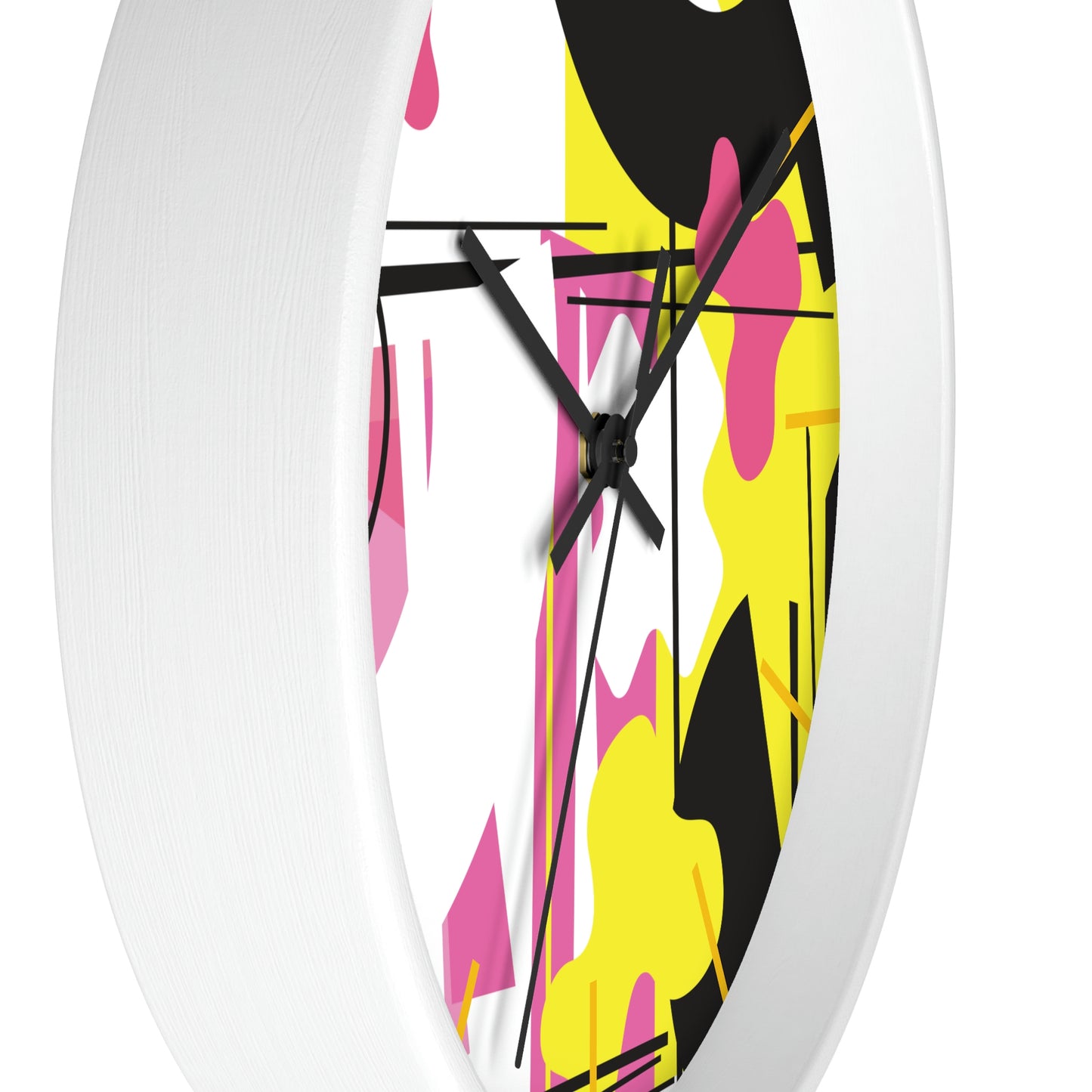 Yellow and Pink Retro 1980s Inspired Wall Clock
