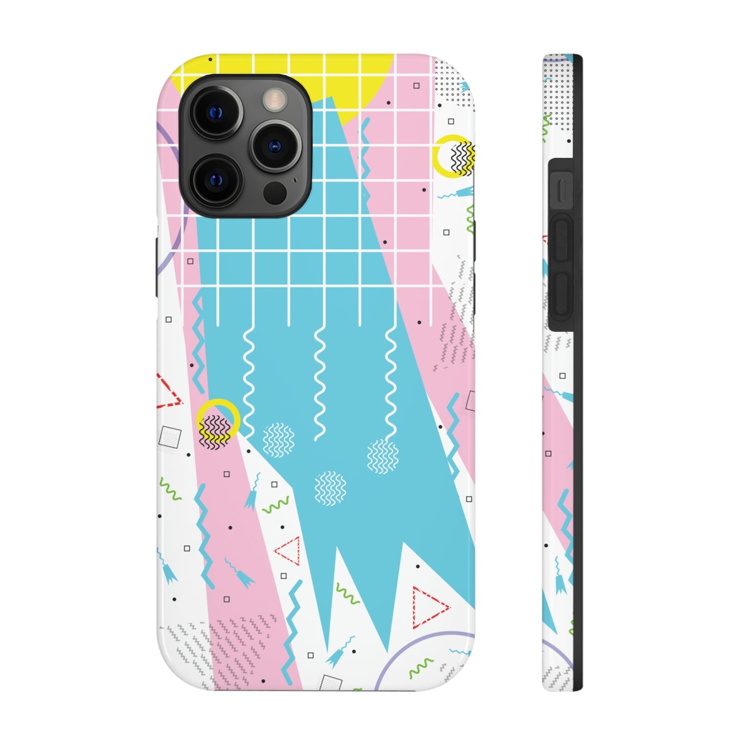 Tough Phone Cases, Case-Mate -80s Retro Abstract Graphic Art - Gridded Pink Blue -