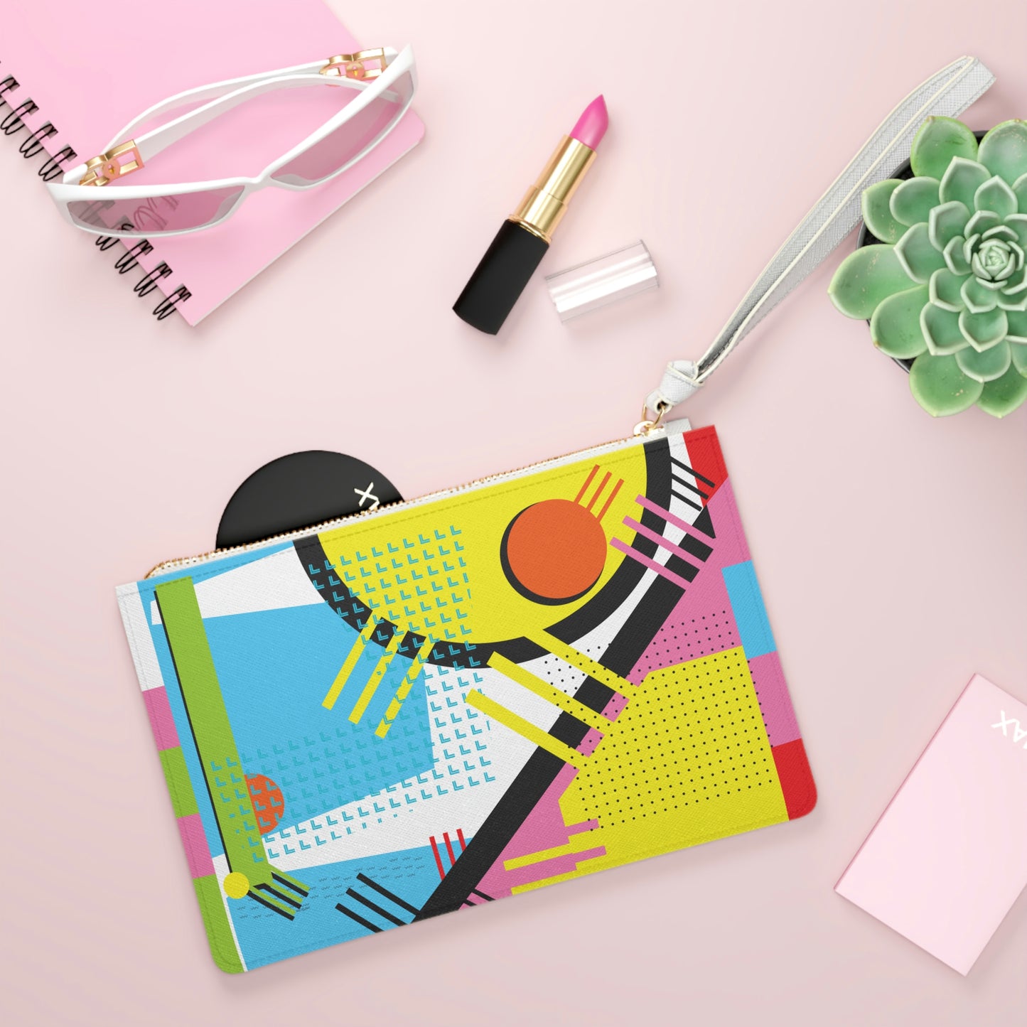 Clutch Bag 1980 Retro Abstract Graphic Art - Eggs and Tines -