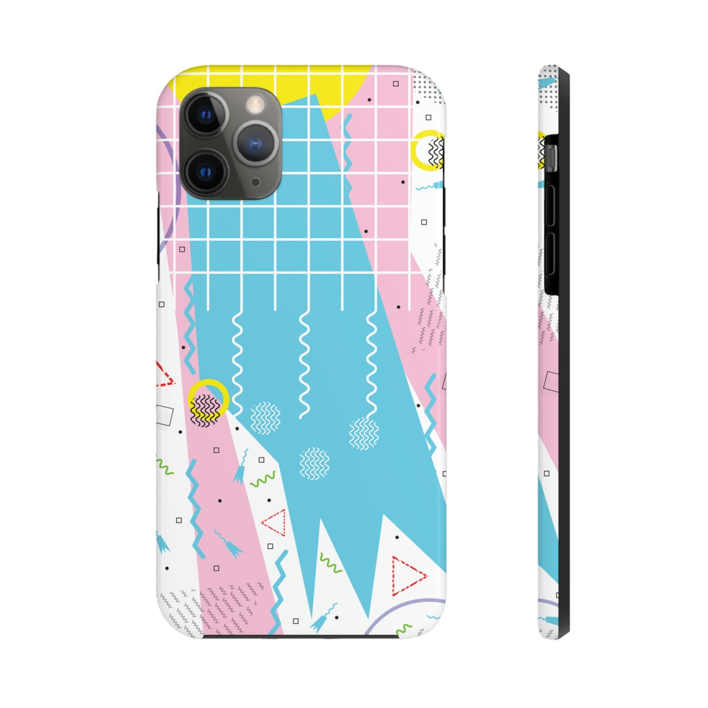 Tough Phone Cases, Case-Mate -80s Retro Abstract Graphic Art - Gridded Pink Blue -