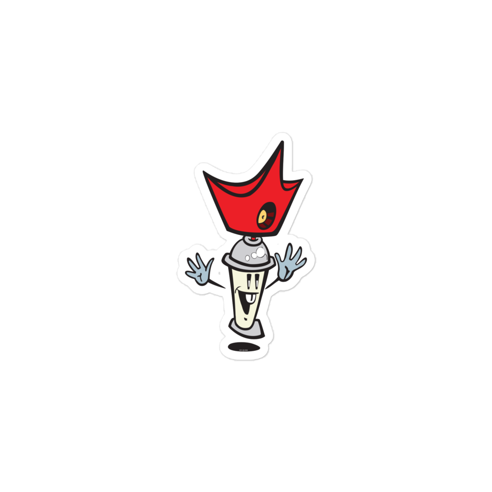King Cap Spray Paint Can Cartoon Character Bubble-Free Sticker
