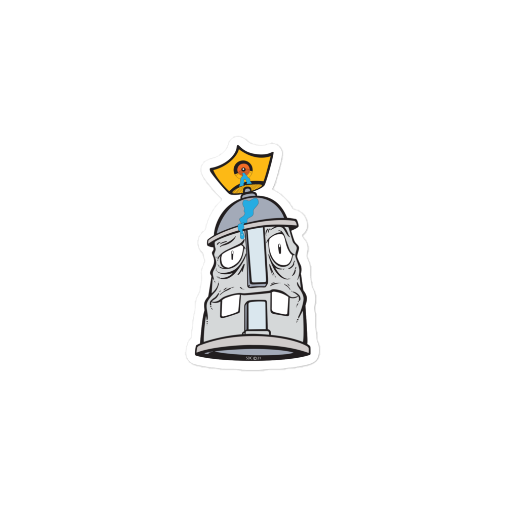 Confused Spray Paint Can Character Bubble-Free Sticker