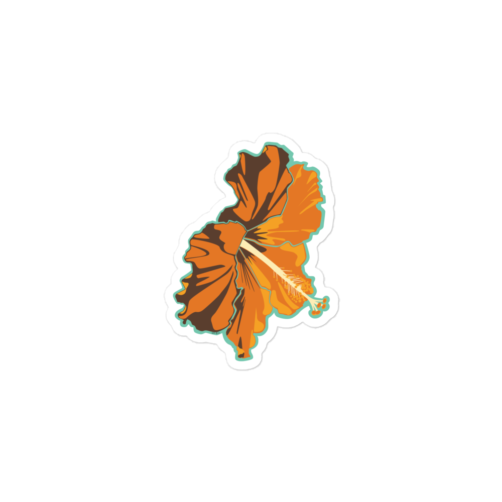 Orange Tropical Flower Surfing Inspired Bubble-Free Sticker