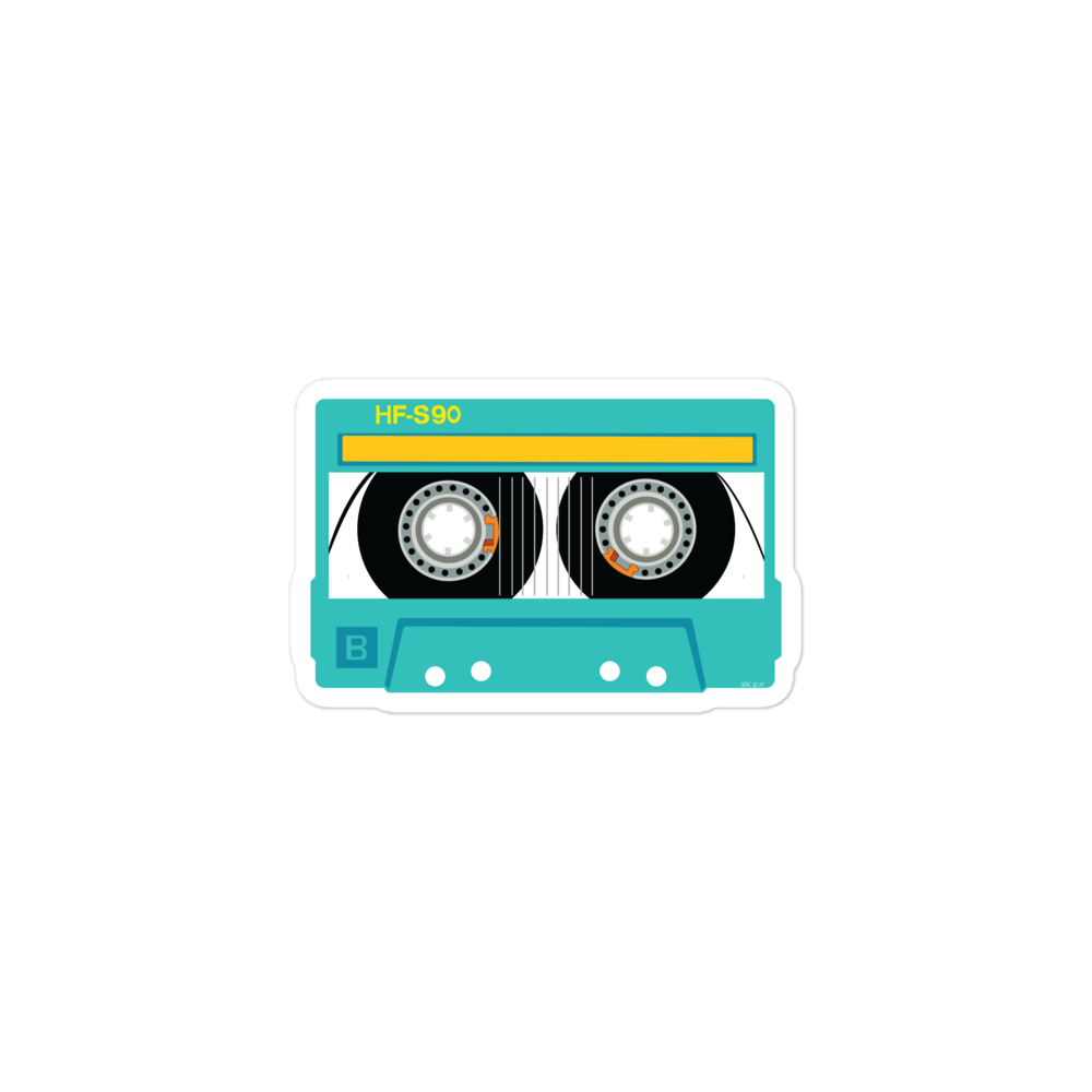1980s Retro Blue Cassette Tape Bubble-Free Sticker