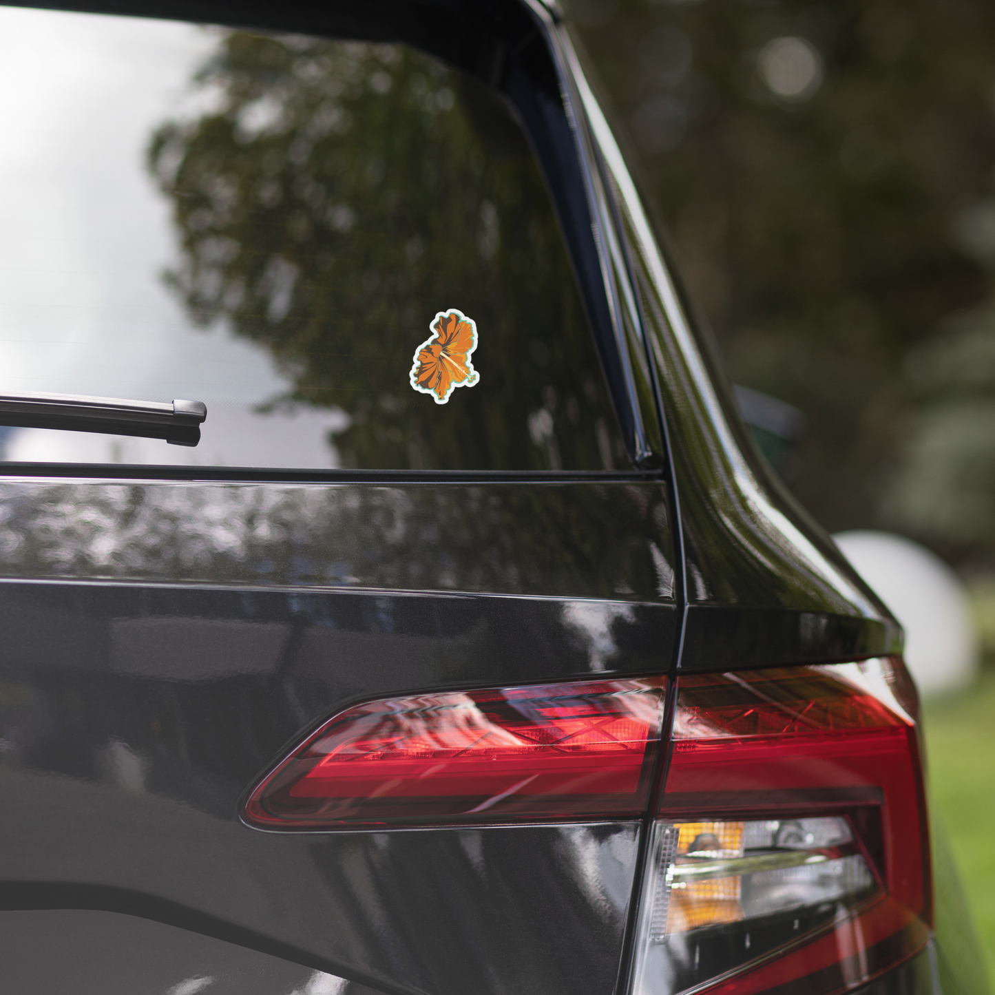 Orange Tropical Flower Surfing Inspired Bubble-Free Sticker