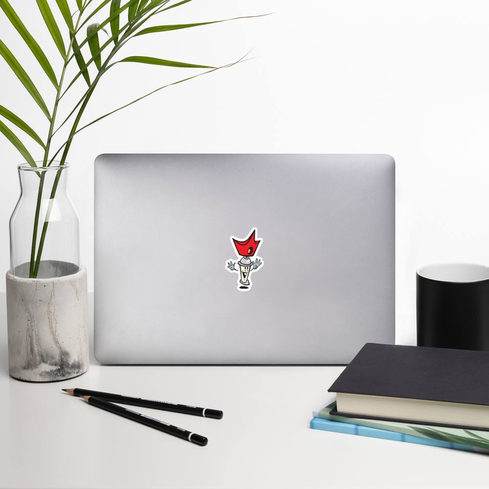 King Cap Spray Paint Can Cartoon Character Bubble-Free Sticker