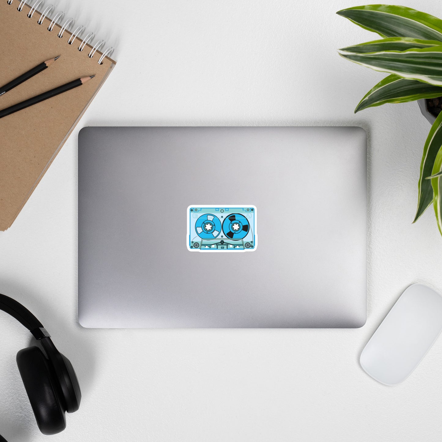 Blue Metal Vintage Audio Tape Cassette Bubble-Free Sticker
