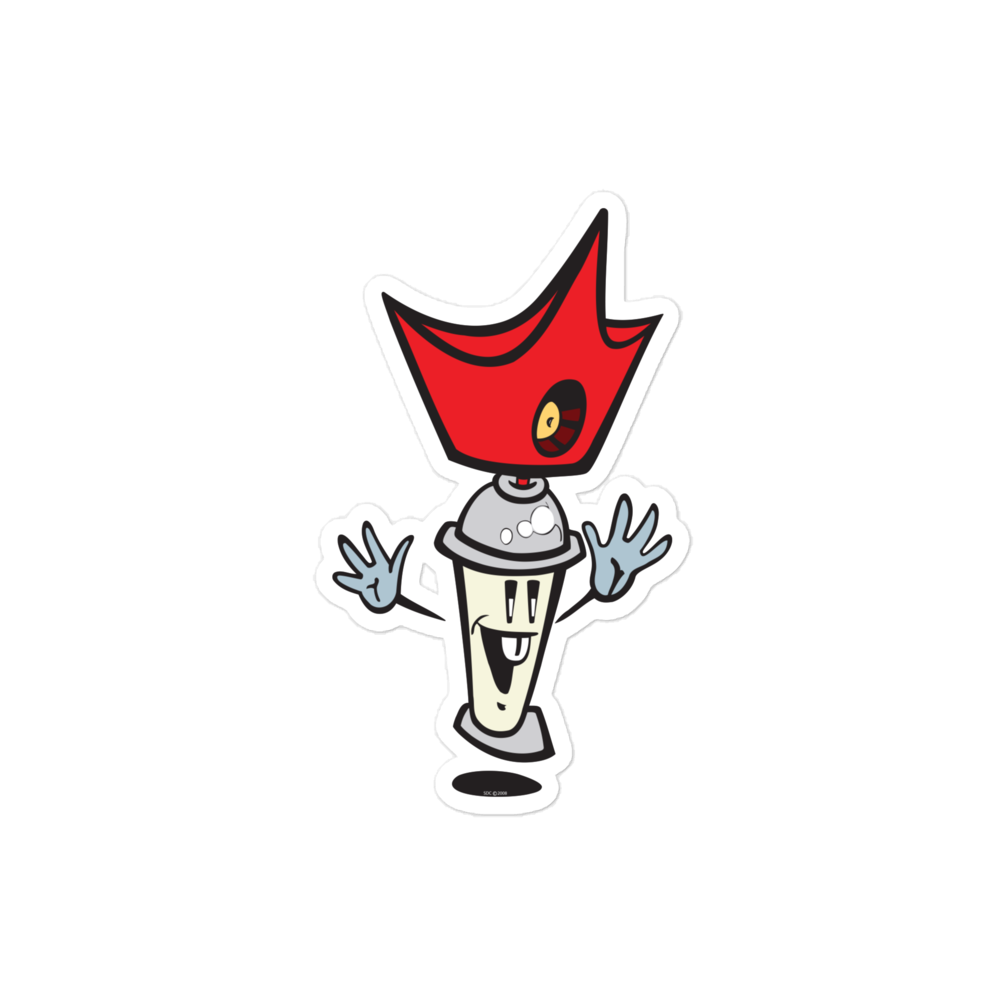King Cap Spray Paint Can Cartoon Character Bubble-Free Sticker