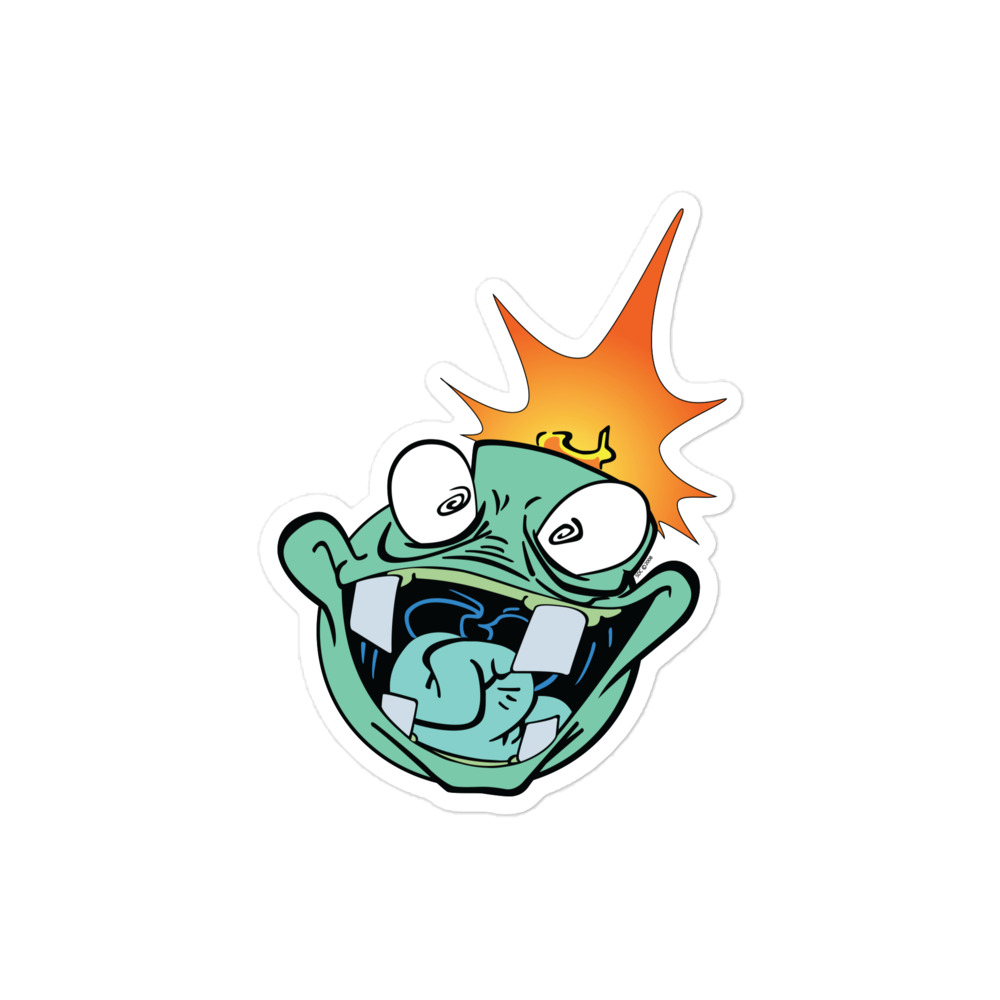 Crazy Street Art Cartoon Bomb Character Bubble-Free Sticker
