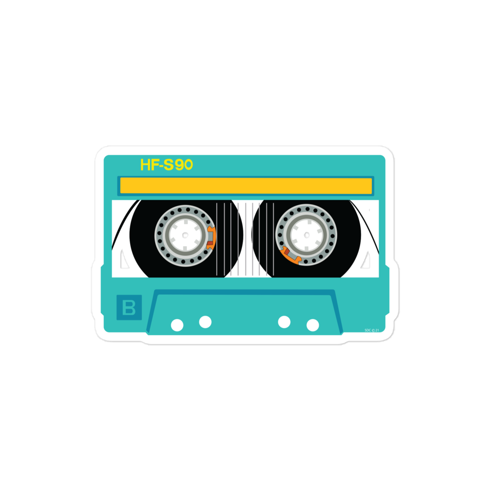 1980s Retro Blue Cassette Tape Bubble-Free Sticker