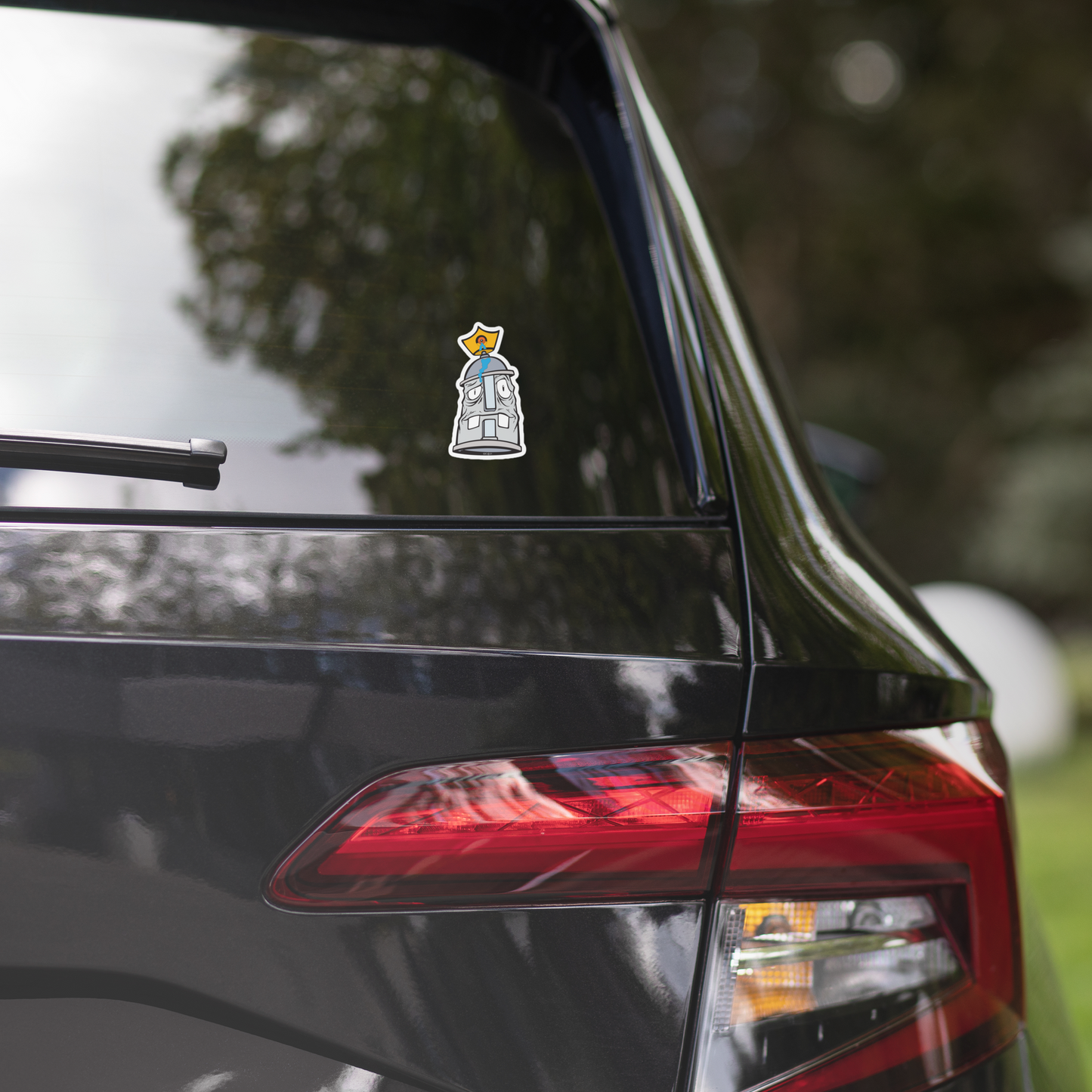 Confused Spray Paint Can Character Bubble-Free Sticker