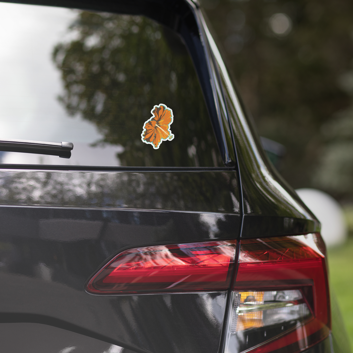 Orange Tropical Flower Surfing Inspired Bubble-Free Sticker