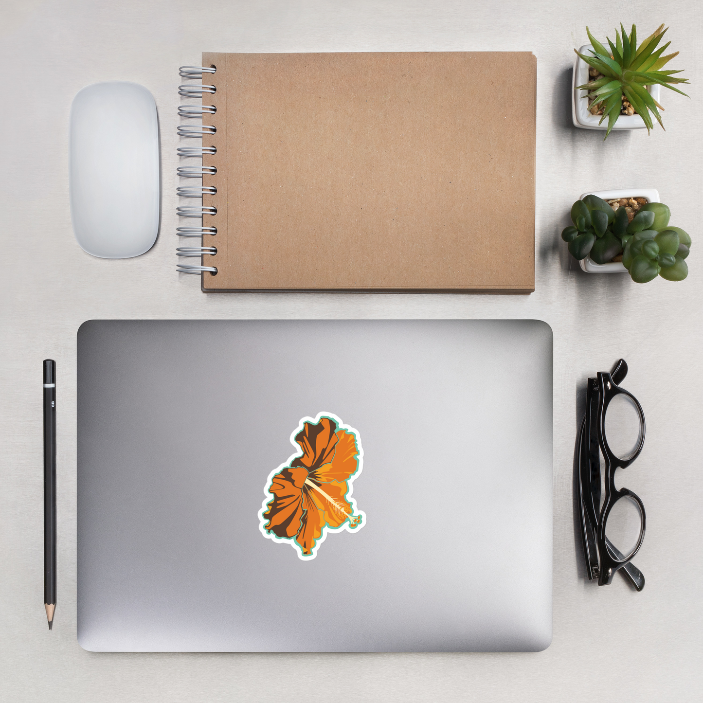 Orange Tropical Flower Surfing Inspired Bubble-Free Sticker