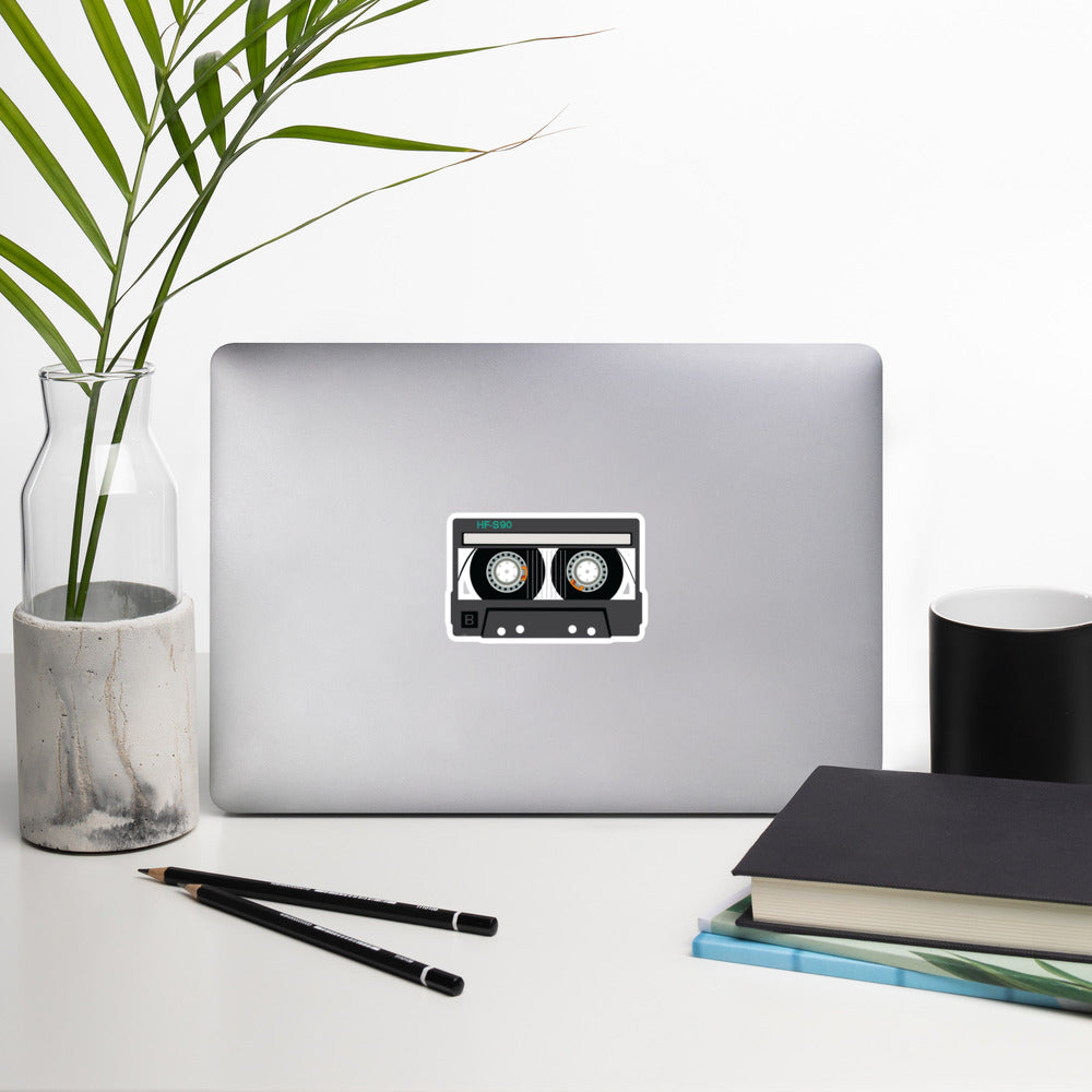 Black and Gray Vintage Audio Tape Cassette Bubble-Free Sticker