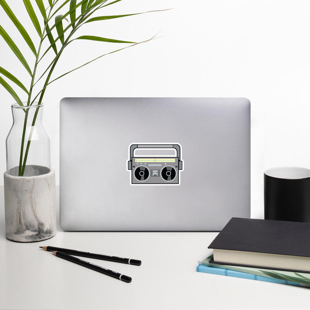 Black and Gray Vintage Boom Box - Bubble-Free Sticker