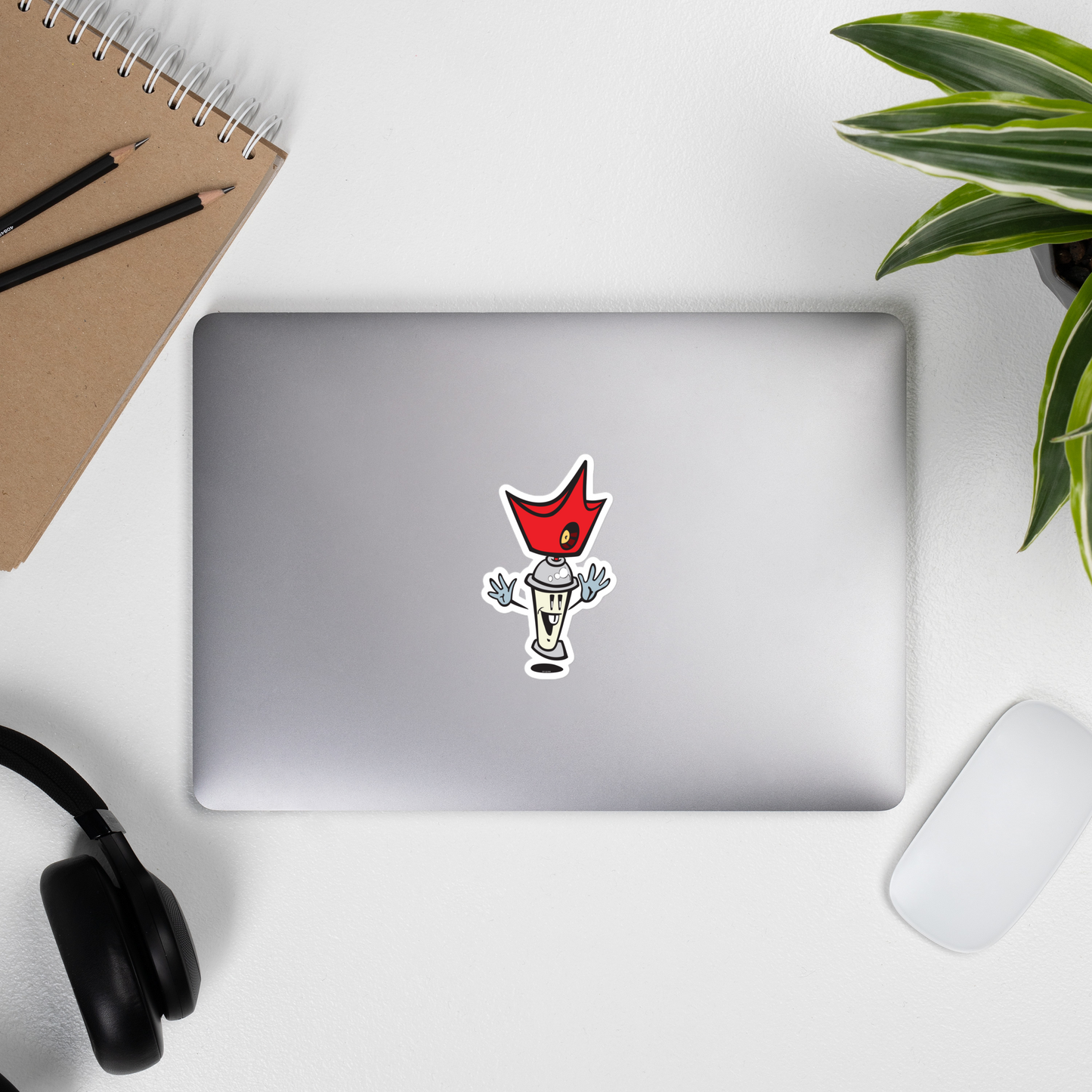 King Cap Spray Paint Can Cartoon Character Bubble-Free Sticker