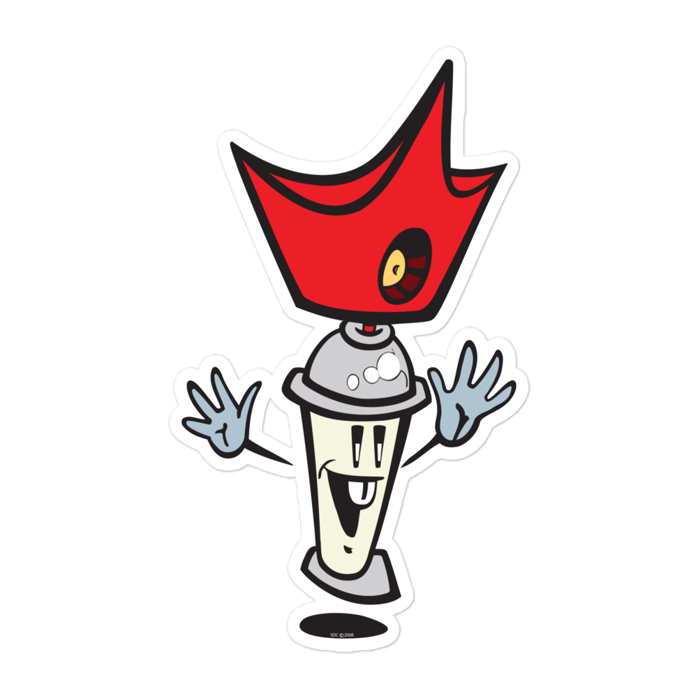 King Cap Spray Paint Can Cartoon Character Bubble-Free Sticker