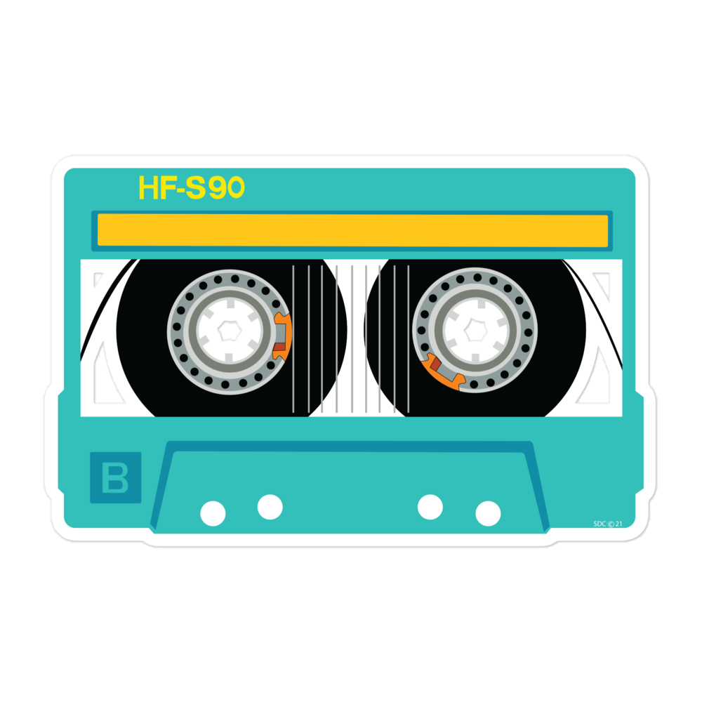 1980s Retro Blue Cassette Tape Bubble-Free Sticker
