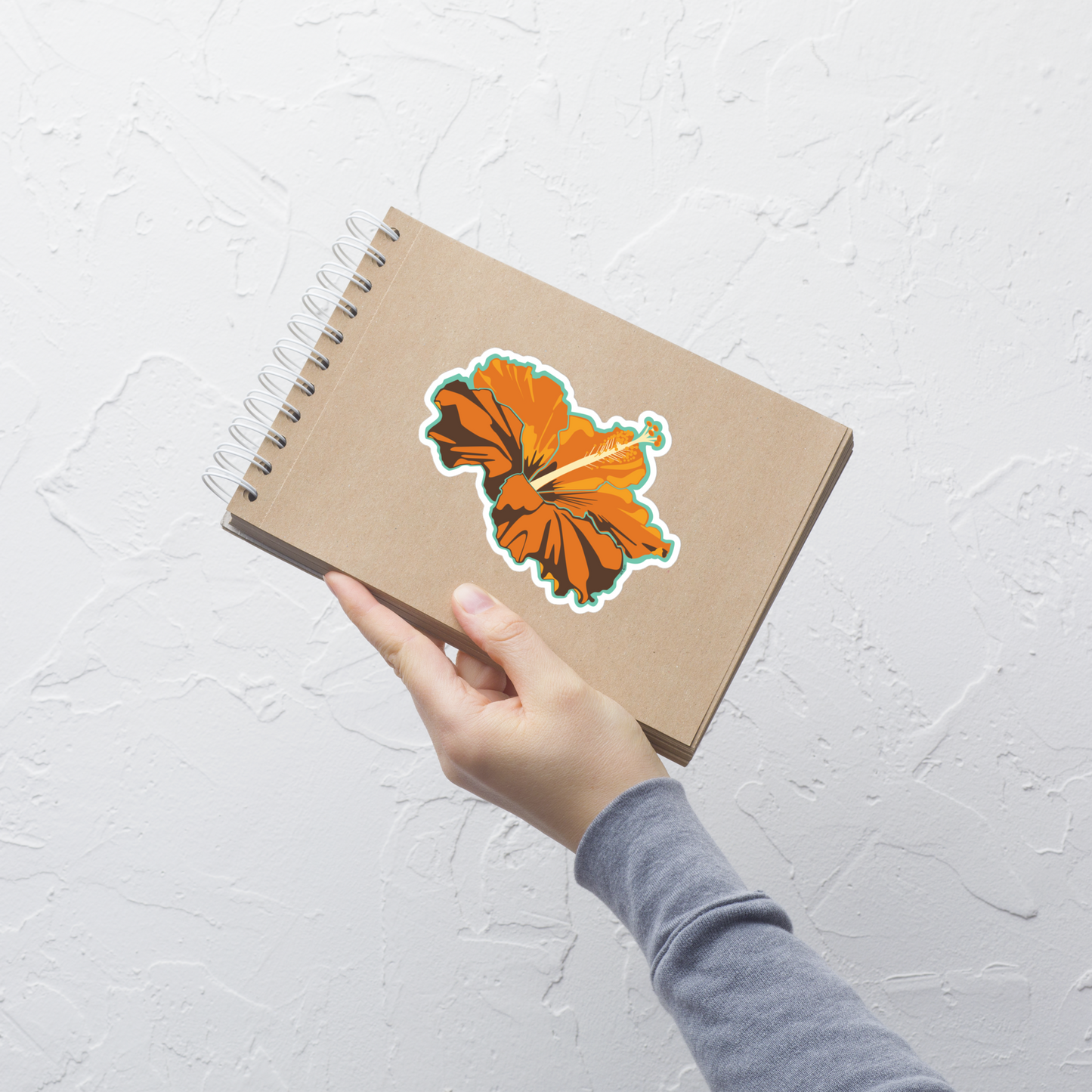 Orange Tropical Flower Surfing Inspired Bubble-Free Sticker