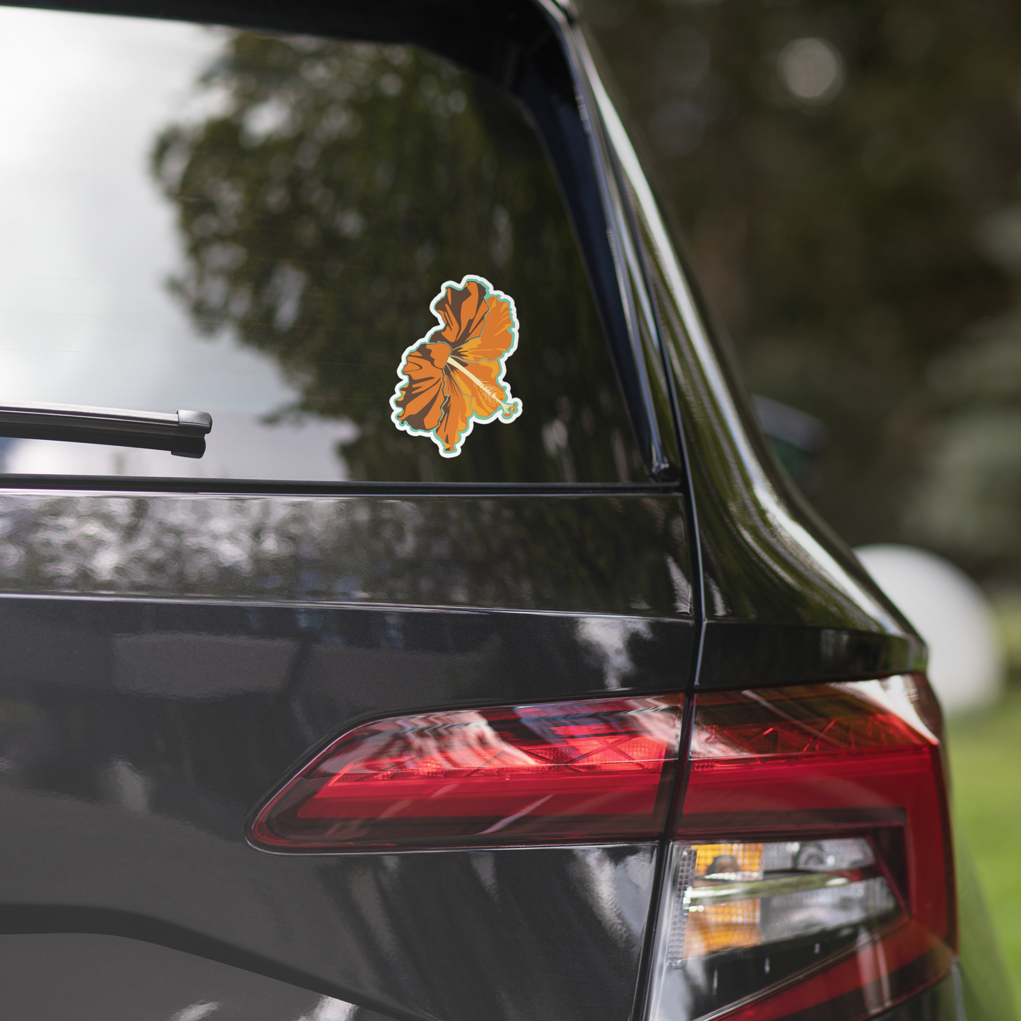 Orange Tropical Flower Surfing Inspired Bubble-Free Sticker