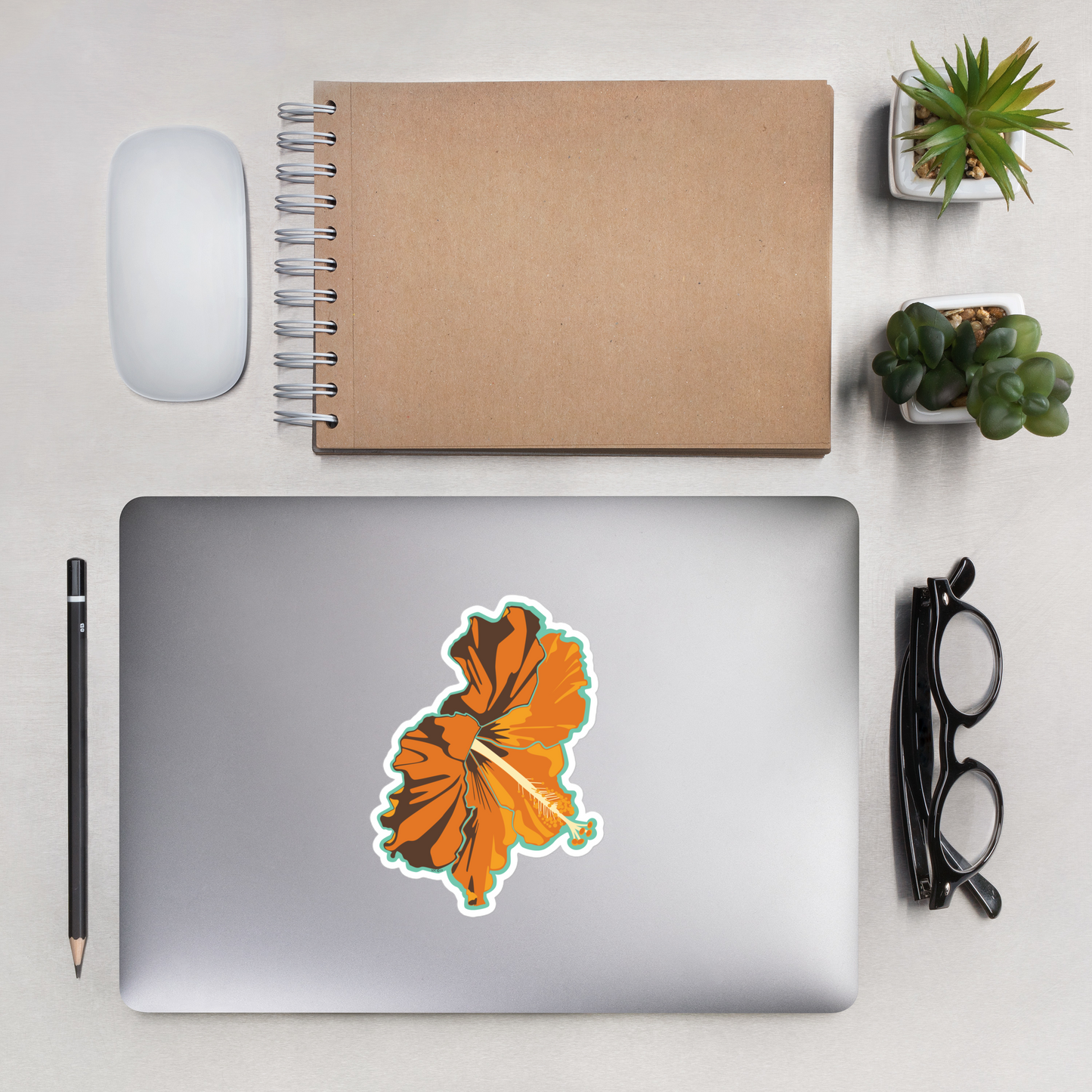 Orange Tropical Flower Surfing Inspired Bubble-Free Sticker