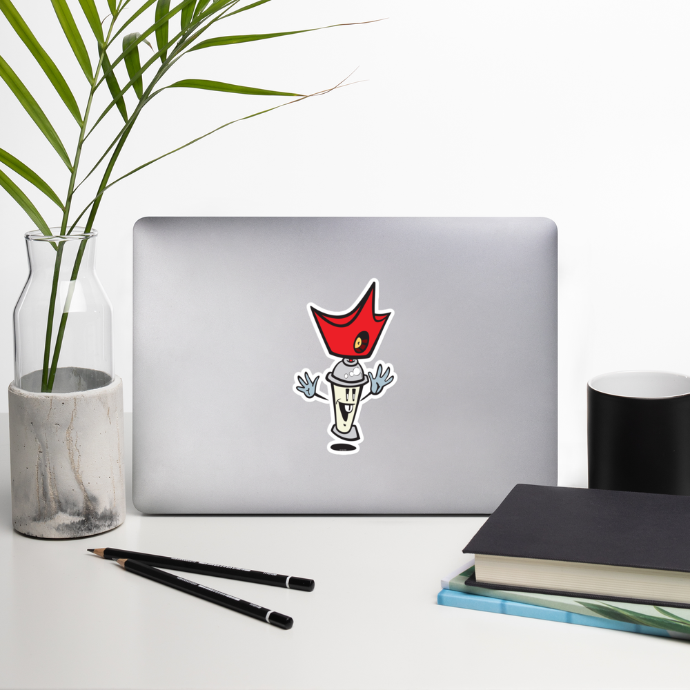 King Cap Spray Paint Can Cartoon Character Bubble-Free Sticker