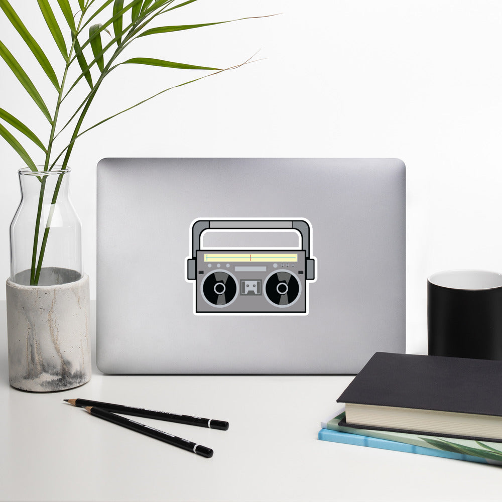 Black and Gray Vintage Boom Box - Bubble-Free Sticker