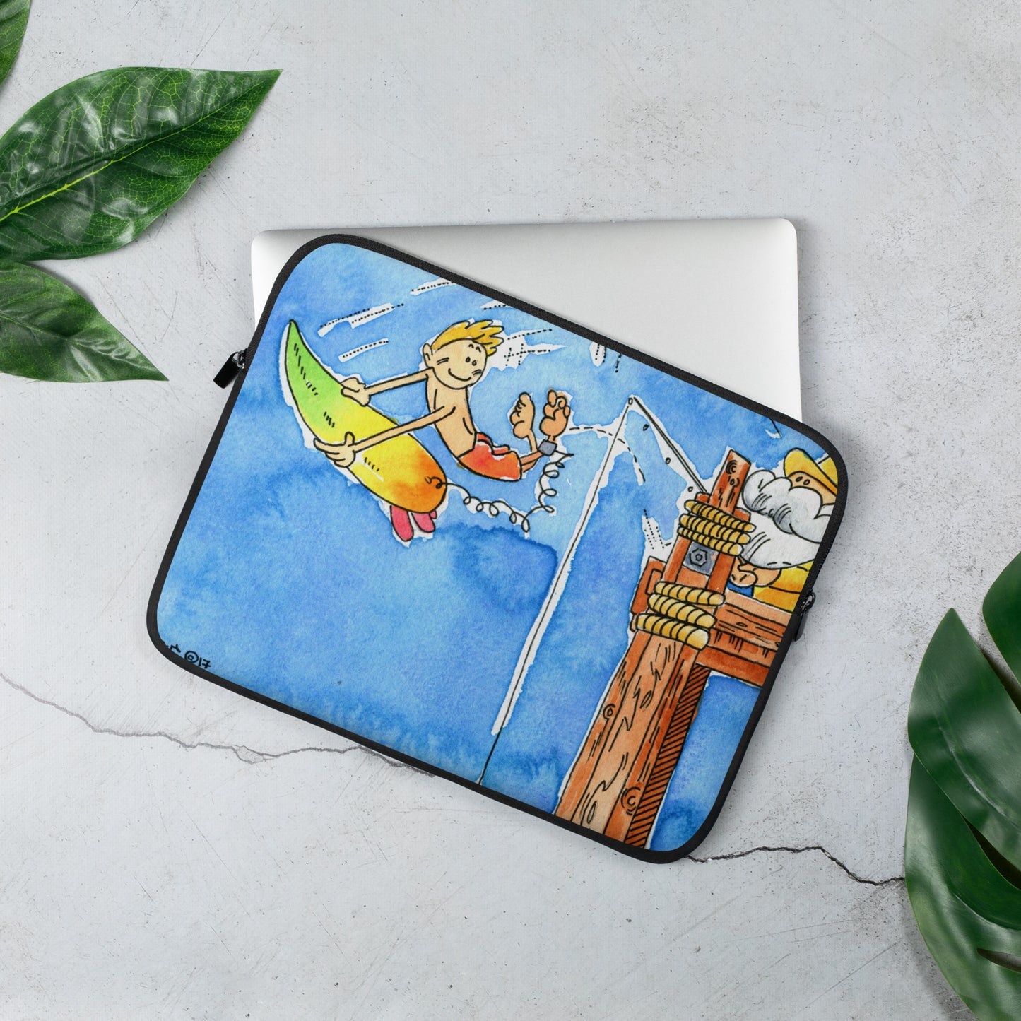 Child Swimming at Pier Laptop Sleeve