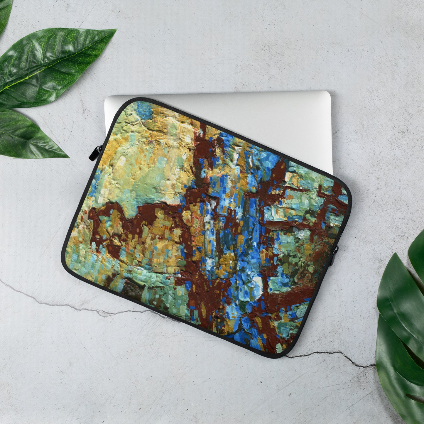 Rich Earthy Colors Acrylic Abstract Painting Laptop Sleeve