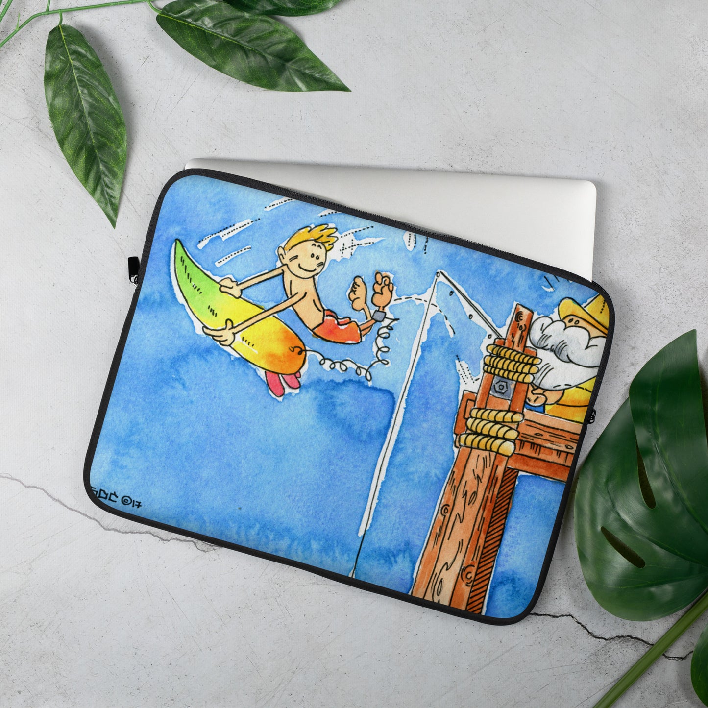 Child Swimming at Pier Laptop Sleeve