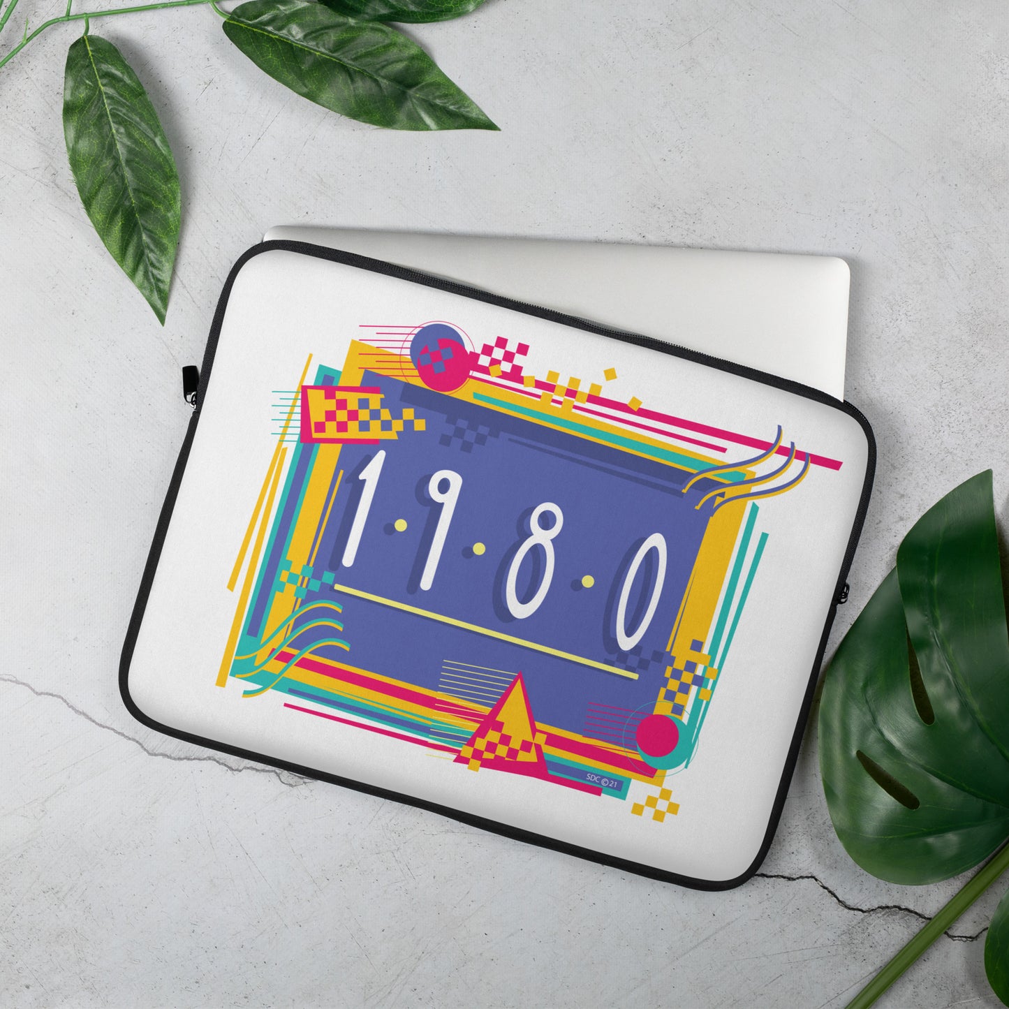 1980s Retro Design Graphic - Checkered - Laptop Sleeve