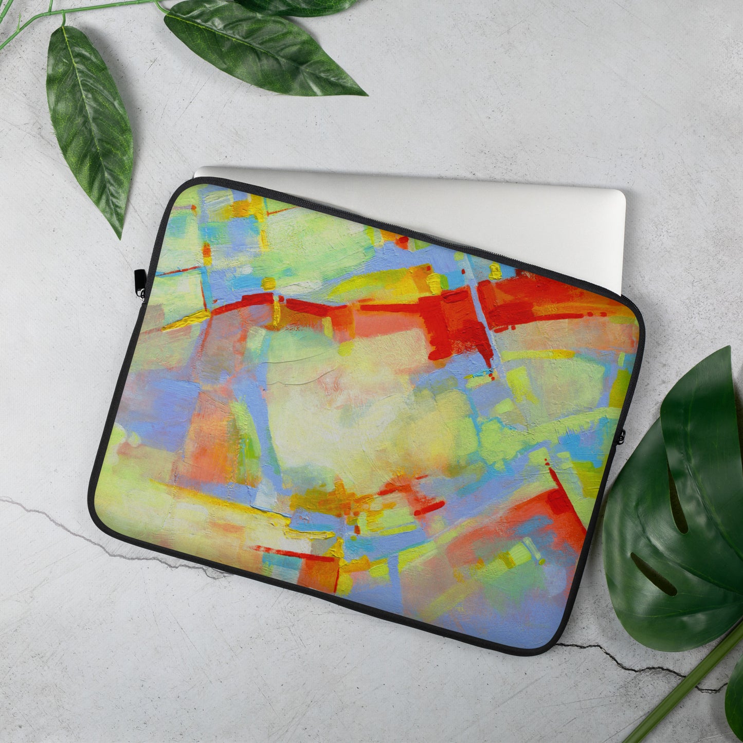 Red, Green, and Blue Acrylic Abstract Painting Laptop Sleeve