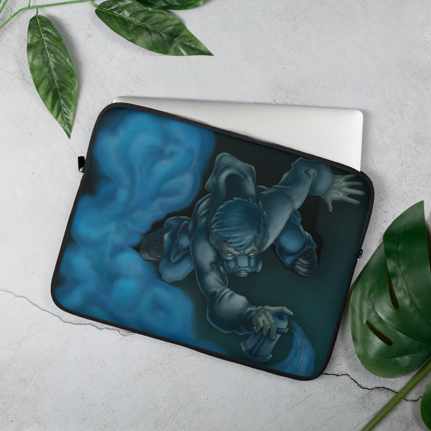 Graffiti Artist - Blue Cloud of Paint - Laptop Sleeve