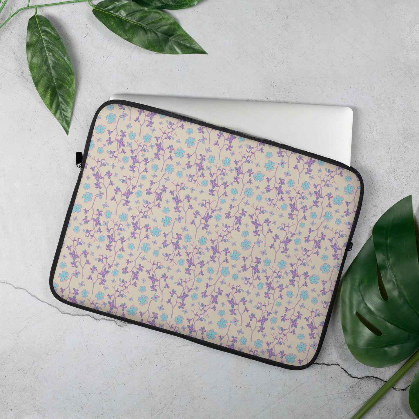 Floral Print Pink Branches and Flowers Laptop Sleeve