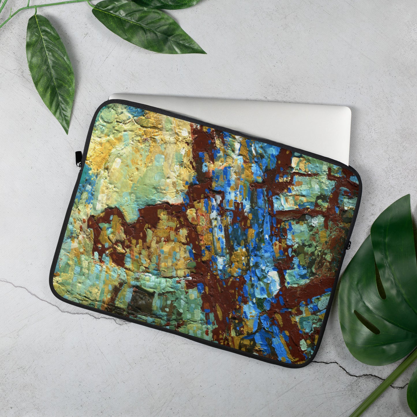 Rich Earthy Colors Acrylic Abstract Painting Laptop Sleeve