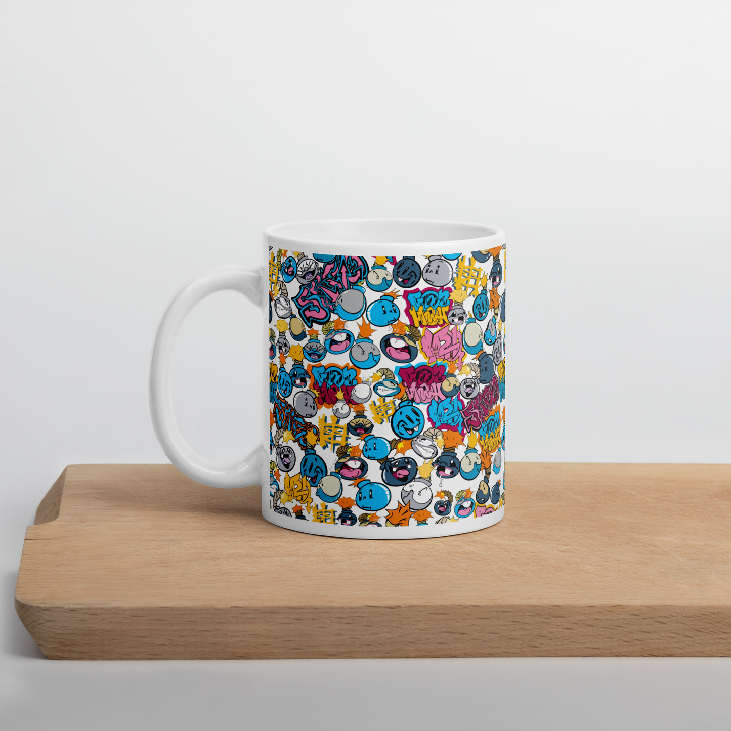 Skizo Fa2hq Street Bombs Cartoons White Glossy Mug, 11 oz or 15 oz