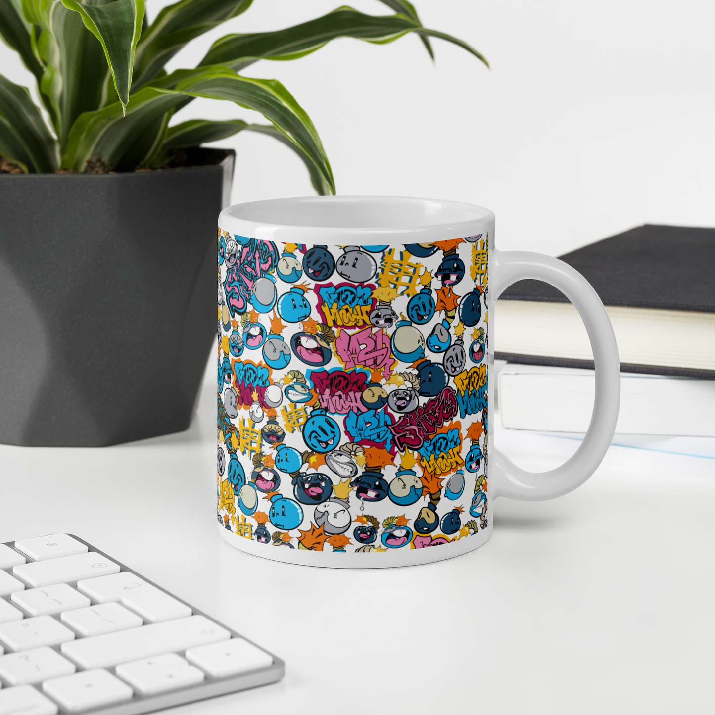 Skizo Fa2hq Street Bombs Cartoons White Glossy Mug, 11 oz or 15 oz