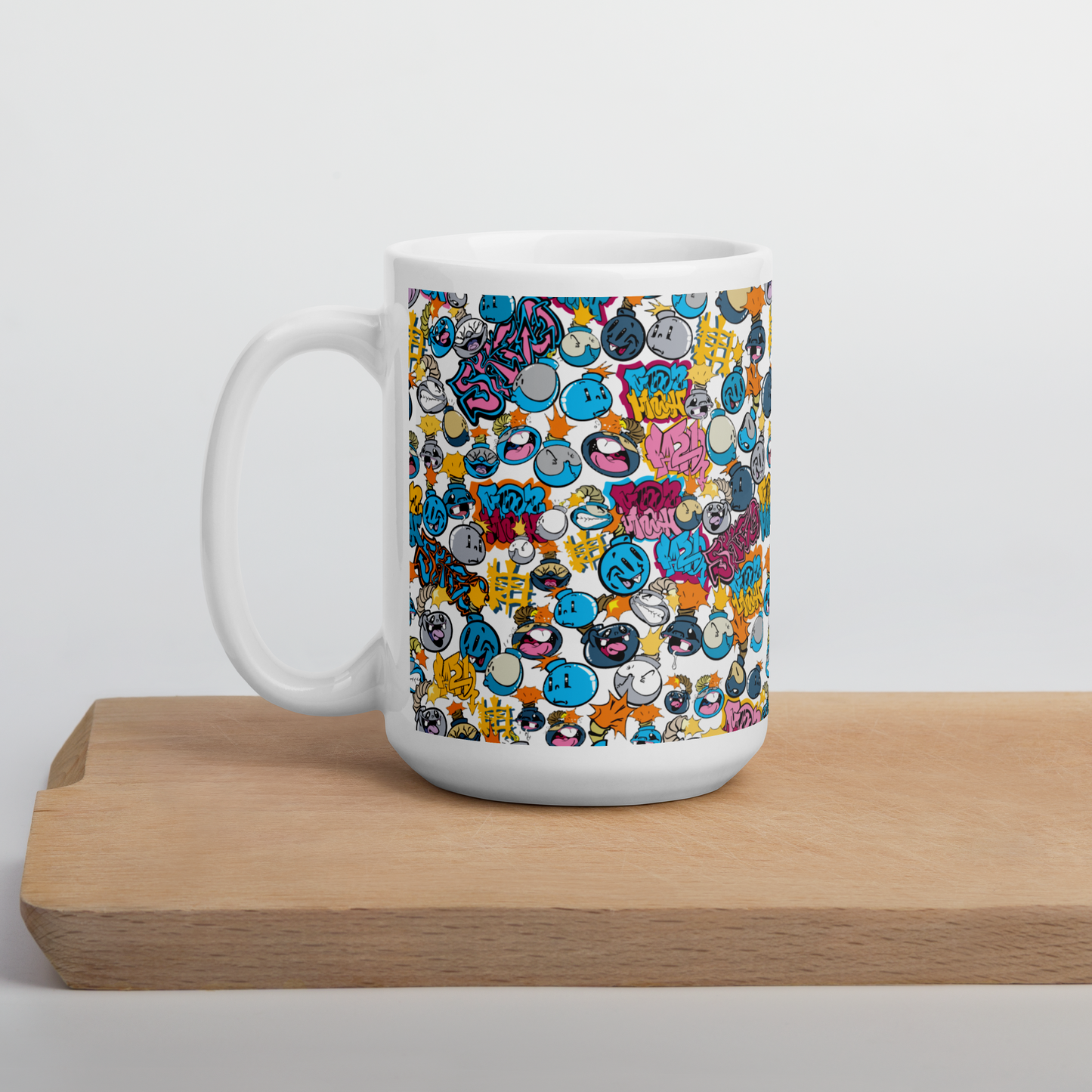 Skizo Fa2hq Street Bombs Cartoons White Glossy Mug, 11 oz or 15 oz