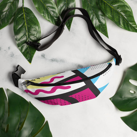 Fanny Pack 1980 Retro Abstract Graphic Art - Tick Tack Triangle -