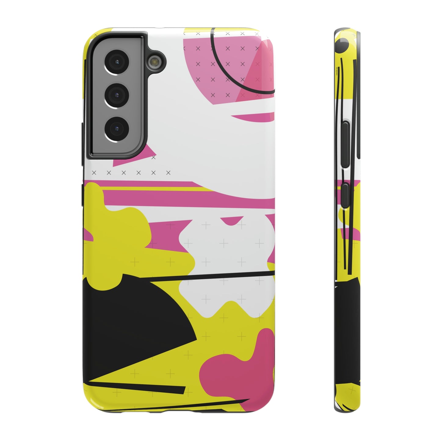 Impact-Resistant Cases - 1980s Retro Abstract Graphic Art - Pink Yellow Black -