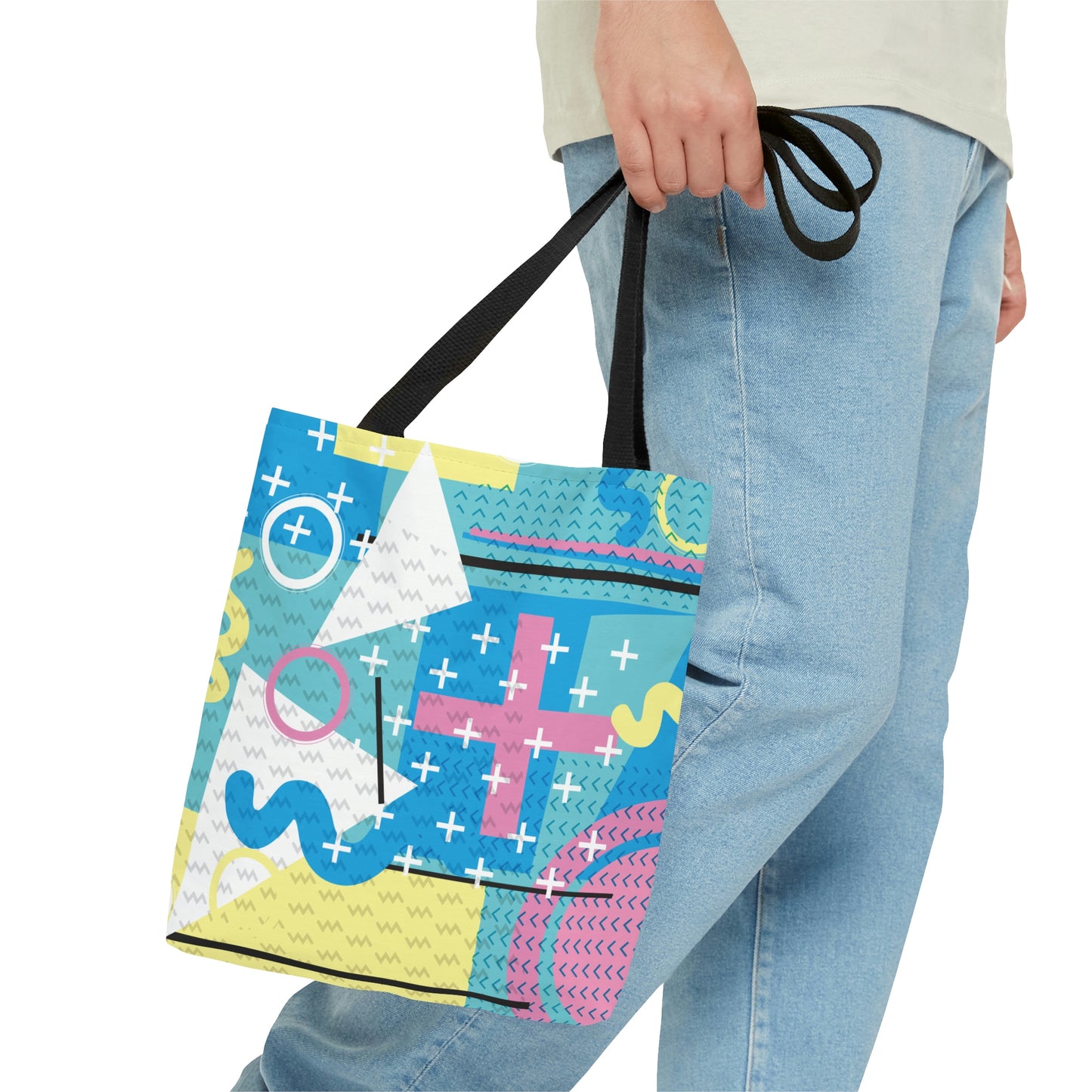 1980s Retro Abstract Graphic Art - Pink Plus Teal -  Tote Bag