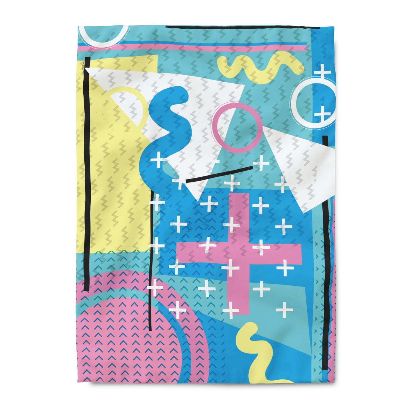 Retro Graphic Art Abstract  - Pink Plus Teal - Duvet Cover