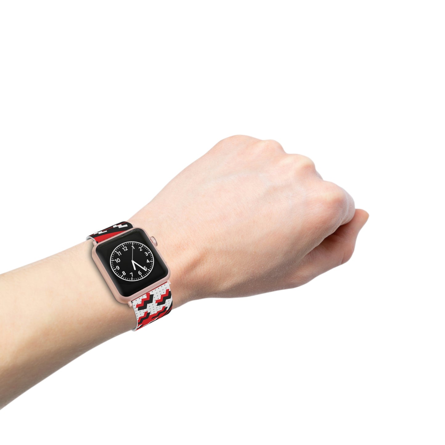 Red Black and White Geometric Watch Band for Apple Watch