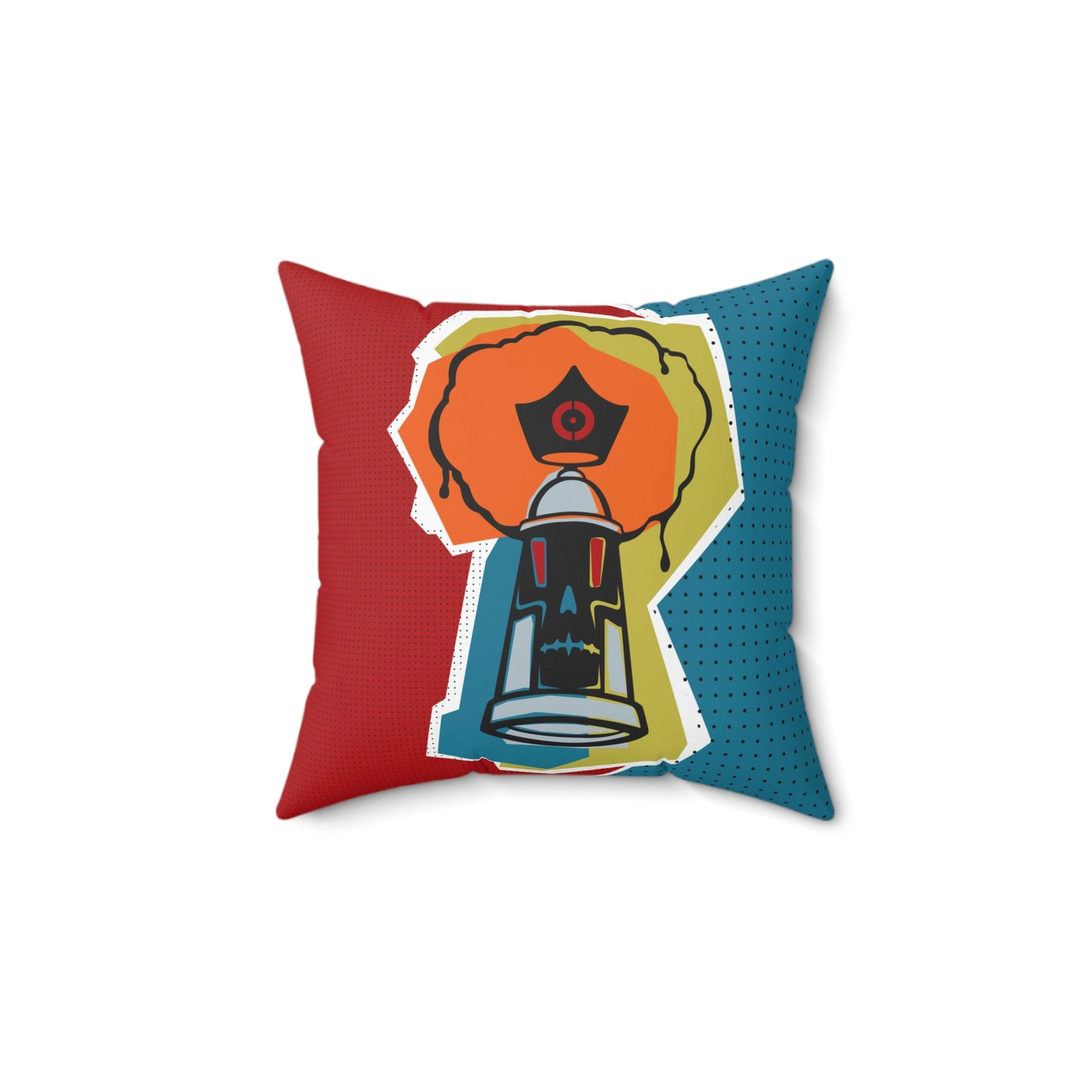 Spun Polyester Square Pillow  - Graffiti Cartoon Characters  -  Skizo Fa2hq Skull Spray Paint Can -